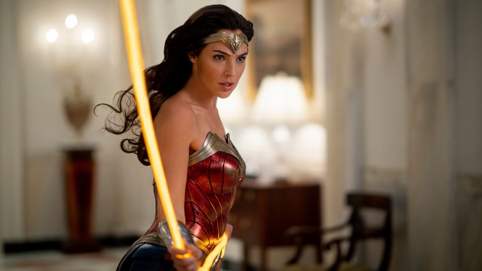 This image released by Warner Bros. Entertainment shows Gal Gadot in a scene from "Wonder Woman 1984." The superhero sequel earned an estimated $38.5 million in ticket sales from international theaters, Warner Bros. said Sunday, Dec. 20, 2020. (Clay 