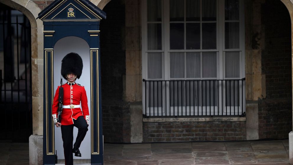 A member of the Coldstream Guards on duty in Friary Court outside of St James's Palace in London, Saturday, Sept. 10, 2022, before the Accession Council ceremony, where King Charles III is formally proclaimed monarch. Charles automatically became Kin