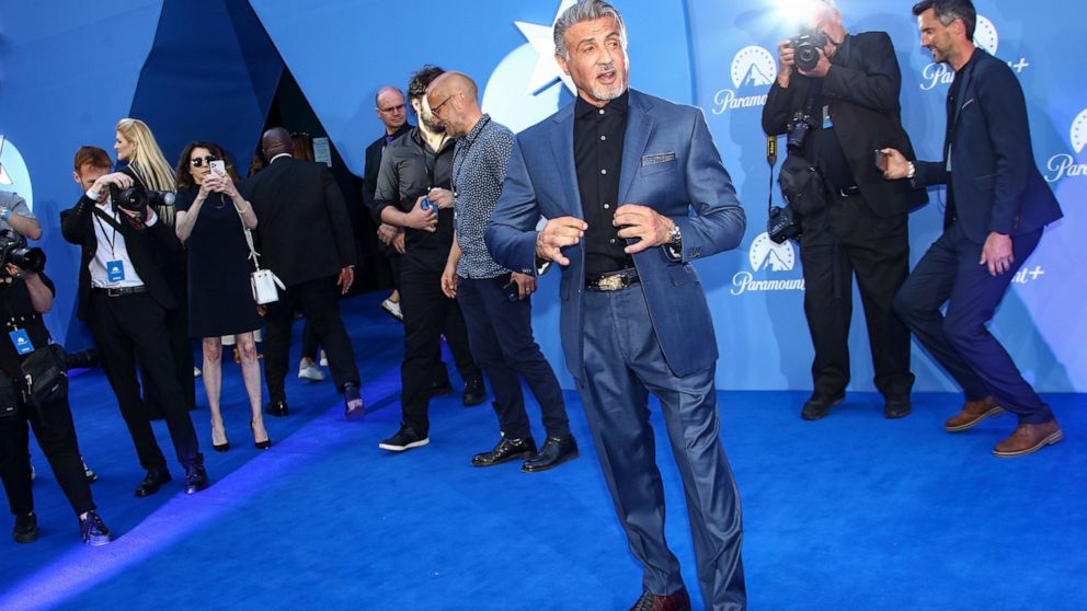 Sylvester Stallone poses for photographers upon arrival at the UK launch of the streaming site Paramount +, in London, Monday, June 20, 2022. (Photo by Joel C Ryan/Invision/AP)