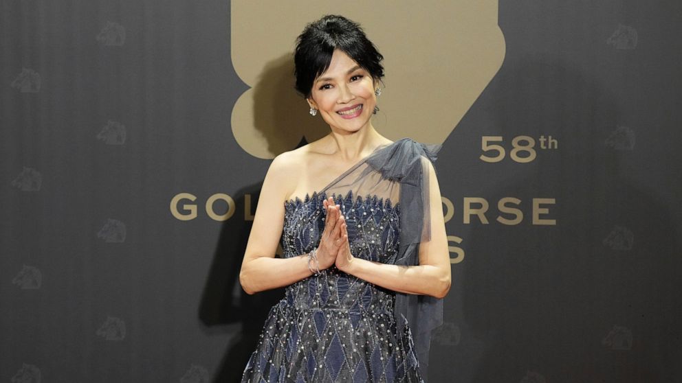 Taiwanese actress Chen Shiang-chyi arrives at the 58th Golden Horse Awards in Taipei, Taiwan, Saturday, Nov. 27, 2021. Chen is nominated for Best Leading Actress for the film "Increasing Echo" at this year's Golden Horse Awards, one of the Chinese-la