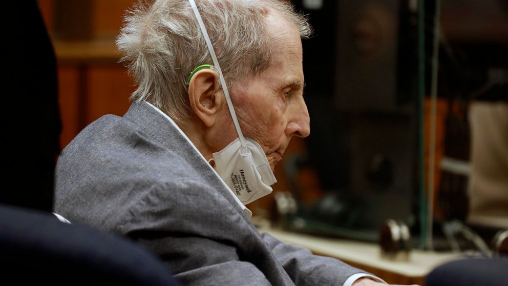 Robert Durst appears in a courtroom with his attorneys for closing arguments Wednesday, Sept. 8, 2021 in Inglewood, Calif. Robert Durst is a champion at running from responsibility, covering his tracks with lies so numerous he couldn't keep them all 