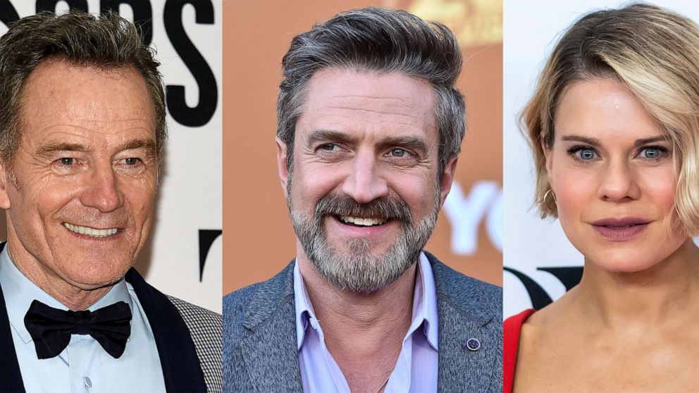 This combination of photos shows, from left, Bryan Cranston, Raúl Esparza, and Celia Keenan-Bolger, who will take part in The Dramatists Legal Defense Fund’s “Banned Together: An Anti-Censorship Podcast.” It is available to download now through Sept.