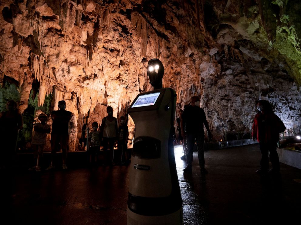 Persephone The Robot Guide Leads Visitors In A Greek Cave Abc News