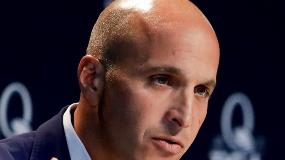 FILE - In this Aug. 8, 2017, file photo, Peter Bevacqua, then CEO of the PGA of America, speaks during a news conference at the PGA Championship golf tournament at the Quail Hollow Club in Charlotte, N.C. NBC will shut down the NBC Sports Network at 