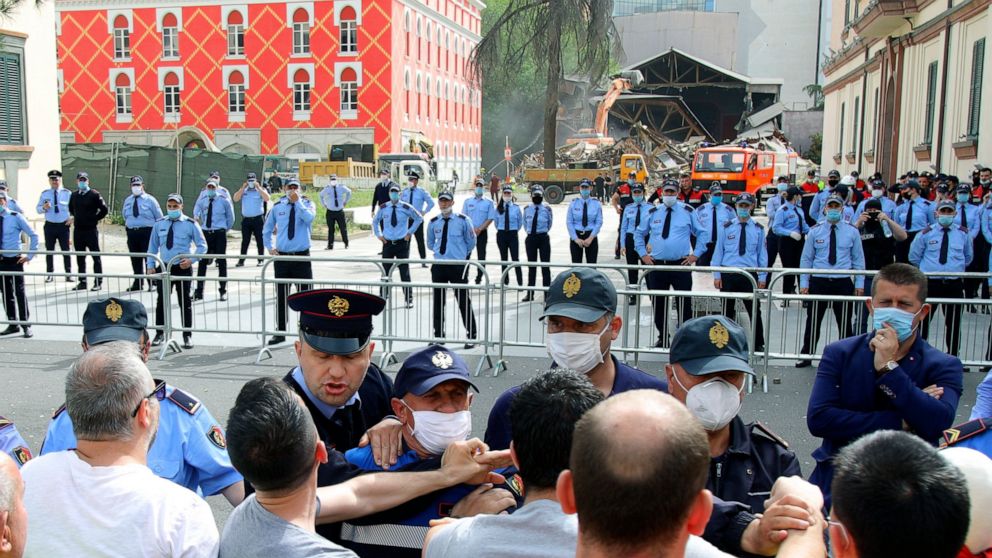 Albanian Protesters Police Clash Over Theater Demolition Abc News
