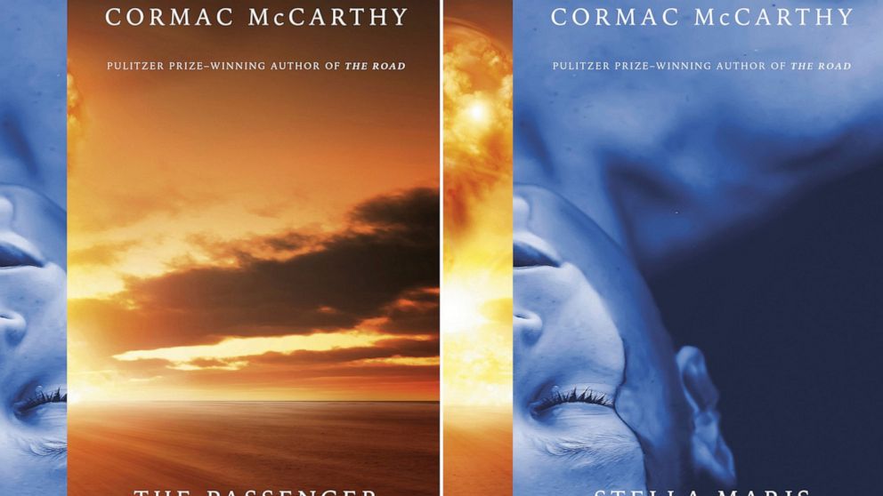 This combination of images released by Knopf shows cover art for companion novels "The Passenger," left, and "Stella Maris" by Cormac McCarthy. (Knopf via AP)