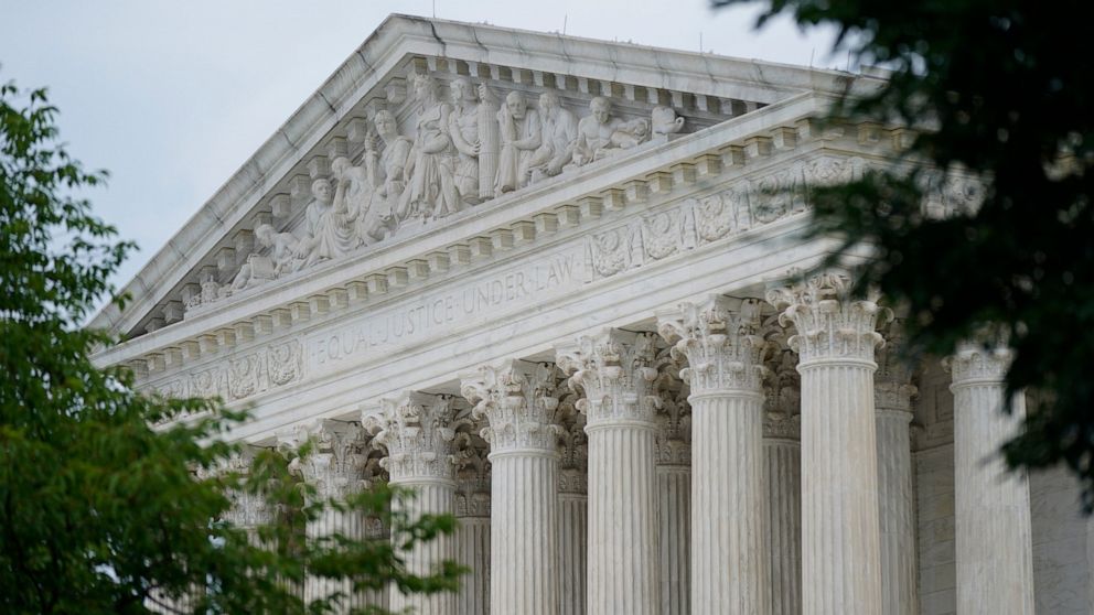 FILE - The U.S. Supreme Court building in Washington, Monday, June 27, 2022. The satirical site The Onion has some serious things to say in defense of parody. The online humor publication has filed a Supreme Court brief in support of a man who was ar