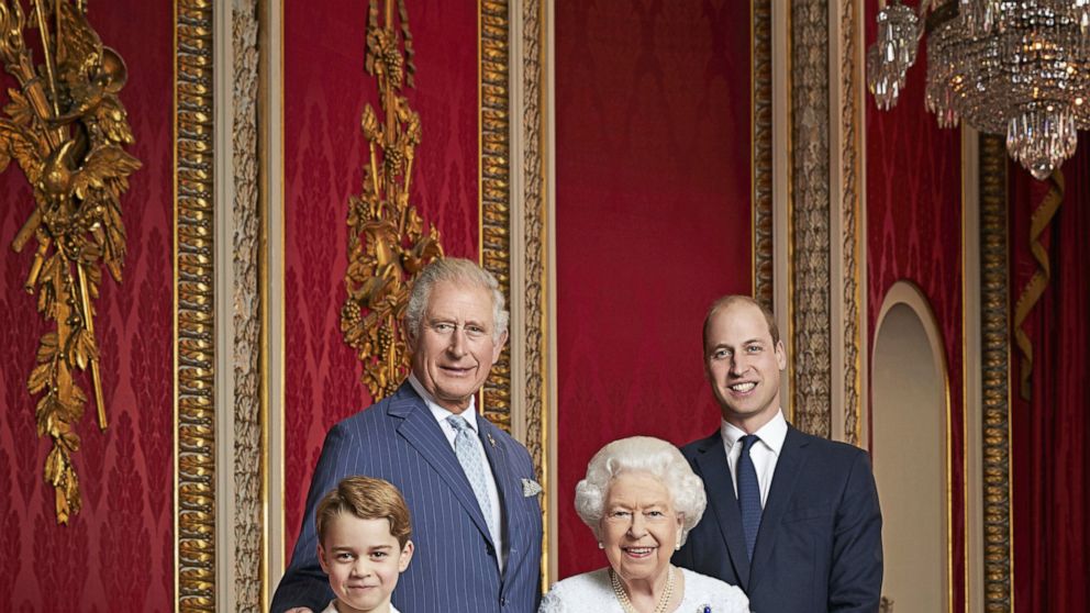 Britain S Queen In New Photo Portrait With 3 Heirs To Throne Abc News