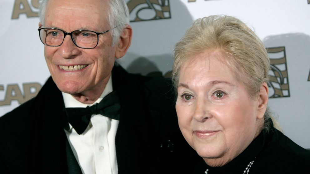 FILE - Honorees Alan, left, and Marilyn Bergman arrive at the ASCAP Film and Television music awards in Beverly Hills, Calif. on Tuesday, May 6, 2008. Oscar-winning lyricist Marilyn Bergman died Saturday, Jan. 8, 2022 at age 93. She teamed with husba