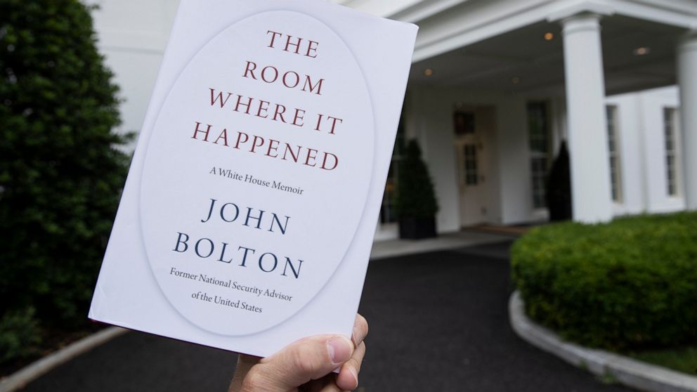 A copy of "The Room Where It Happened," by former national security adviser John Bolton, is photographed at the White House, Thursday, June 18, 2020, in Washington. (AP Photo/Alex Brandon)