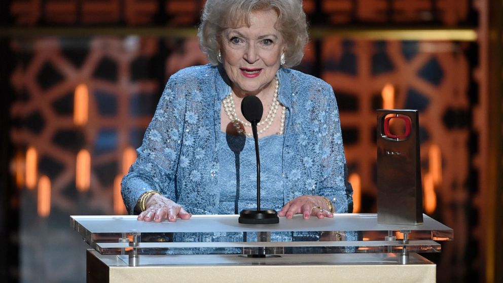 FILE - Betty White accepts the legend award at the TV Land Awards at the Saban Theatre April 11, 2015, in Beverly Hills, Calif. The late Betty White was a tireless advocate for animals for her entire life, from caring for homeless animals as a child 
