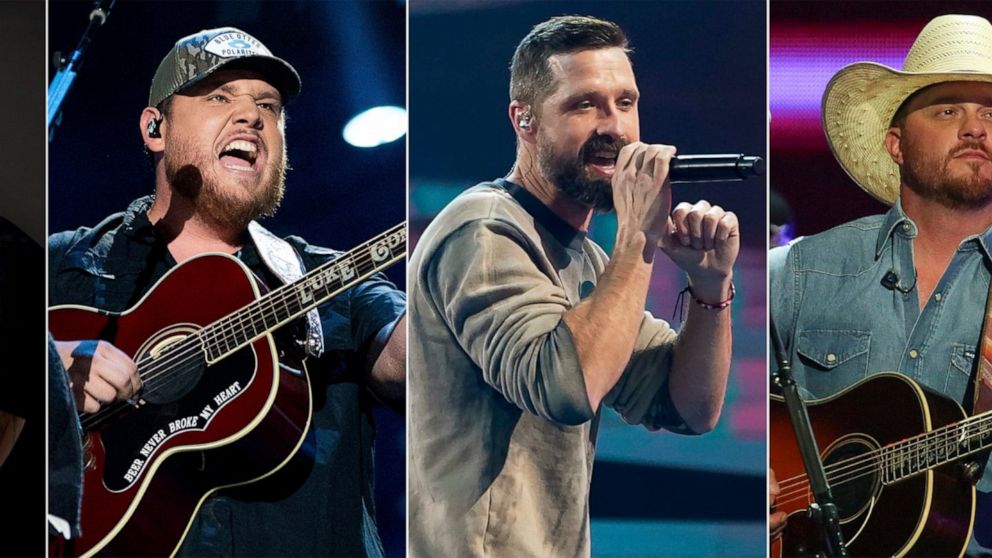 This combination of photos shows, from left, Kane Brown, Luke Combs, Walker Hayes, Cody Johnson and Carly Pearce who will be honored by CMT as 2022 Artists of the Year during a ceremony in October. (AP Photo)