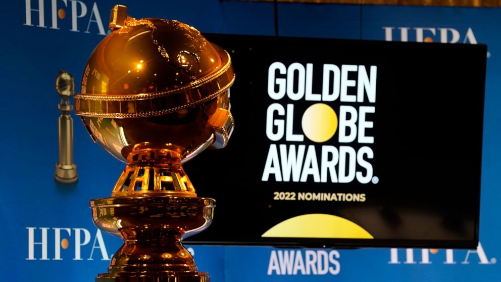 FILE - A Golden Globe statue appears at the nominations event for 79th annual Golden Globe Awards at the Beverly Hilton Hotel on Dec. 13, 2021, in Beverly Hills, Calif. After a year spent off air, the Golden Globe Awards are returning to NBC in Janua