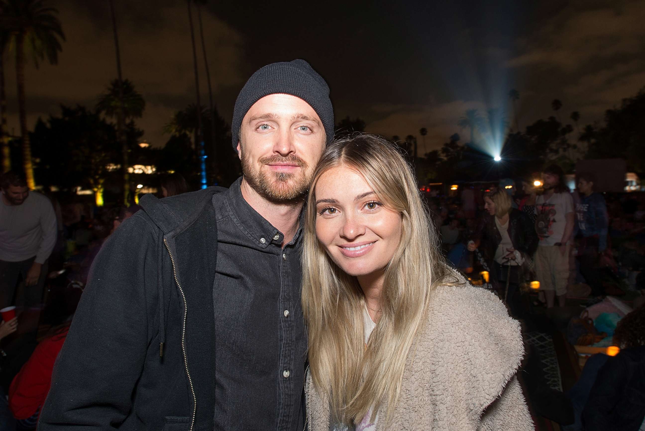 PHOTO: Aaron Paul and Lauren Parsekian attend Cinespia's screening of "Some Like It Hot" held at Hollywood Forever, Aug. 19, 2017, in Hollywood, Calif.