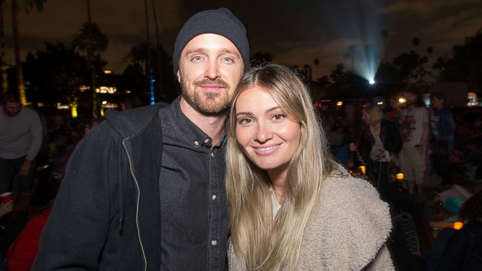 PHOTO: Aaron Paul and Lauren Parsekian attend Cinespia's screening of "Some Like It Hot" held at Hollywood Forever, Aug. 19, 2017, in Hollywood, Calif.