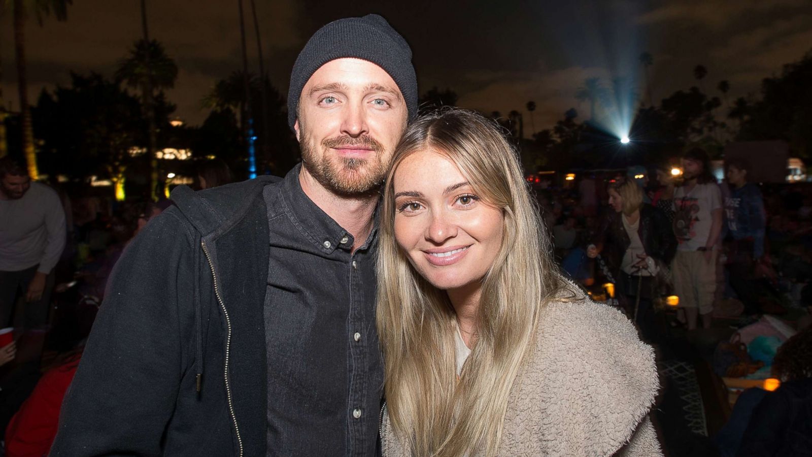 PHOTO: Aaron Paul and Lauren Parsekian attend Cinespia's screening of "Some Like It Hot" held at Hollywood Forever, Aug. 19, 2017, in Hollywood, Calif.