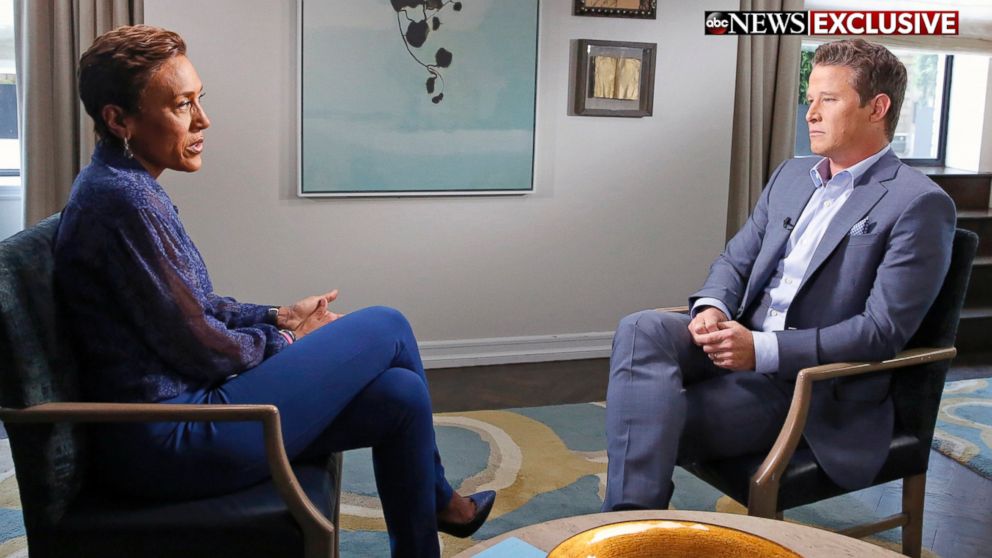 Billy Bush is interviewed by "Good Morning America" co-anchor Robin Roberts in New York City.