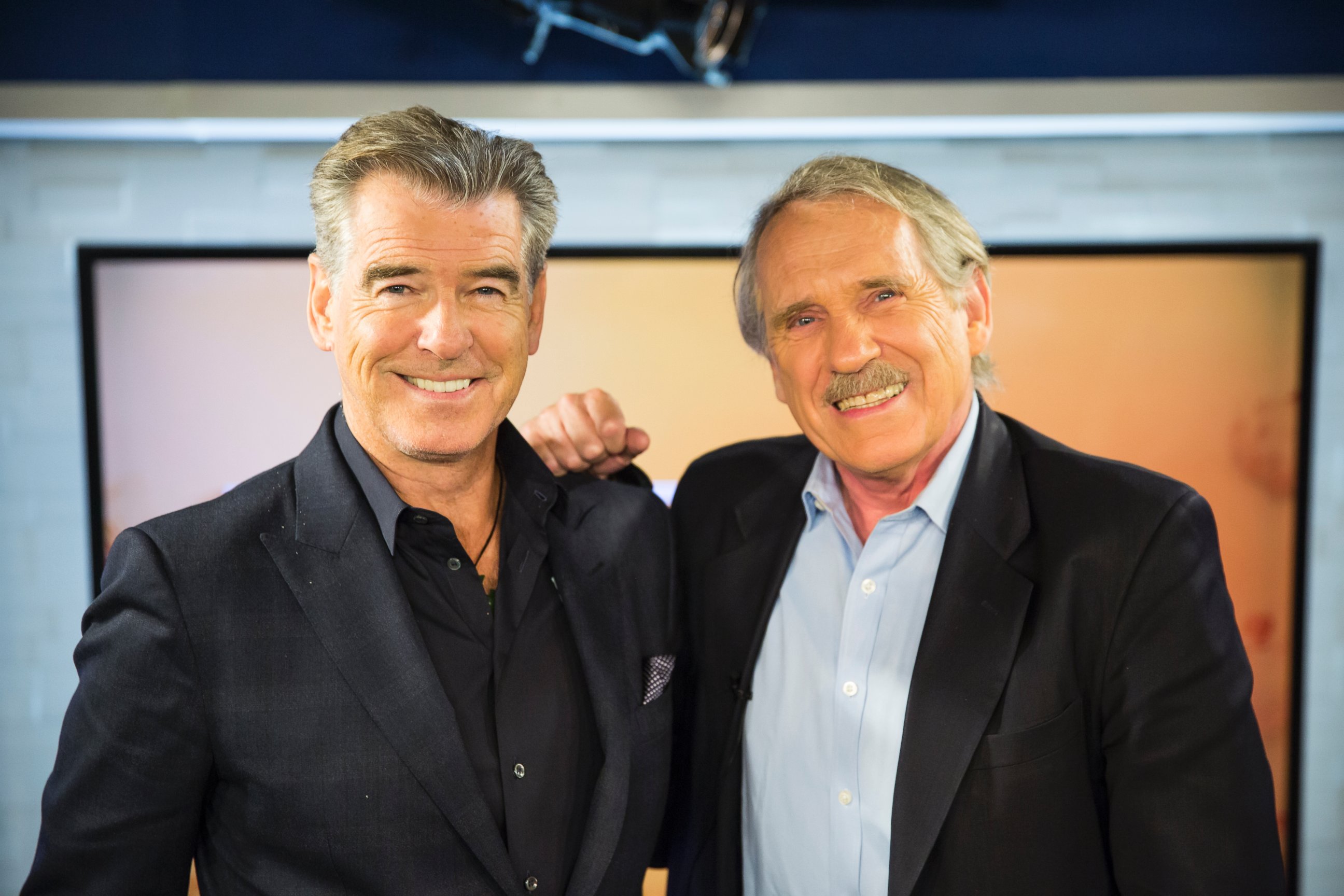 PHOTO: Pierce Brosnan and Peter Travers at the ABC Studios in New York, April 6, 2017.