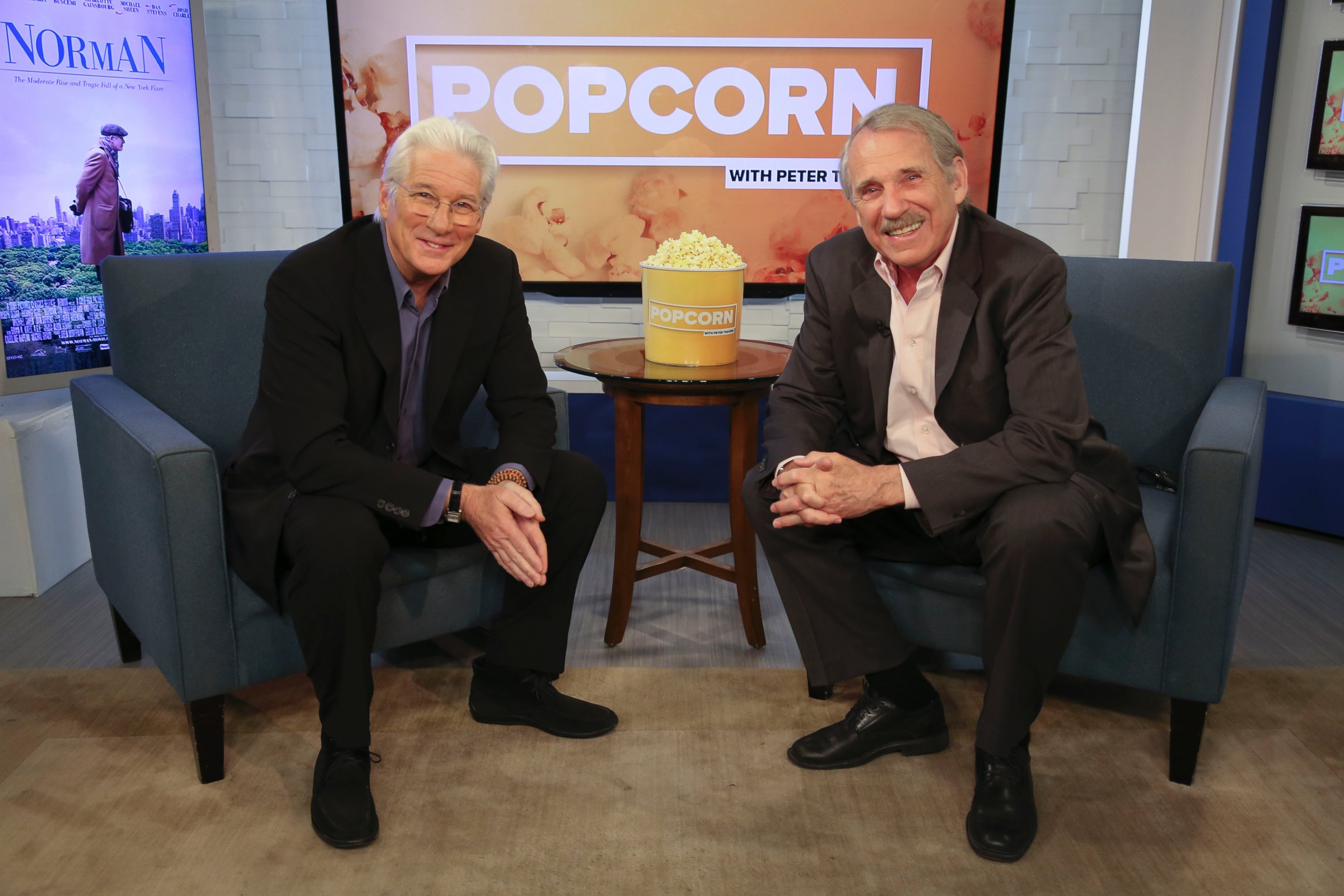 PHOTO: Richard Gere and Peter Travers at the ABC News studios in New York City, on "Popcorn with Peter Travers," March 23, 2017.