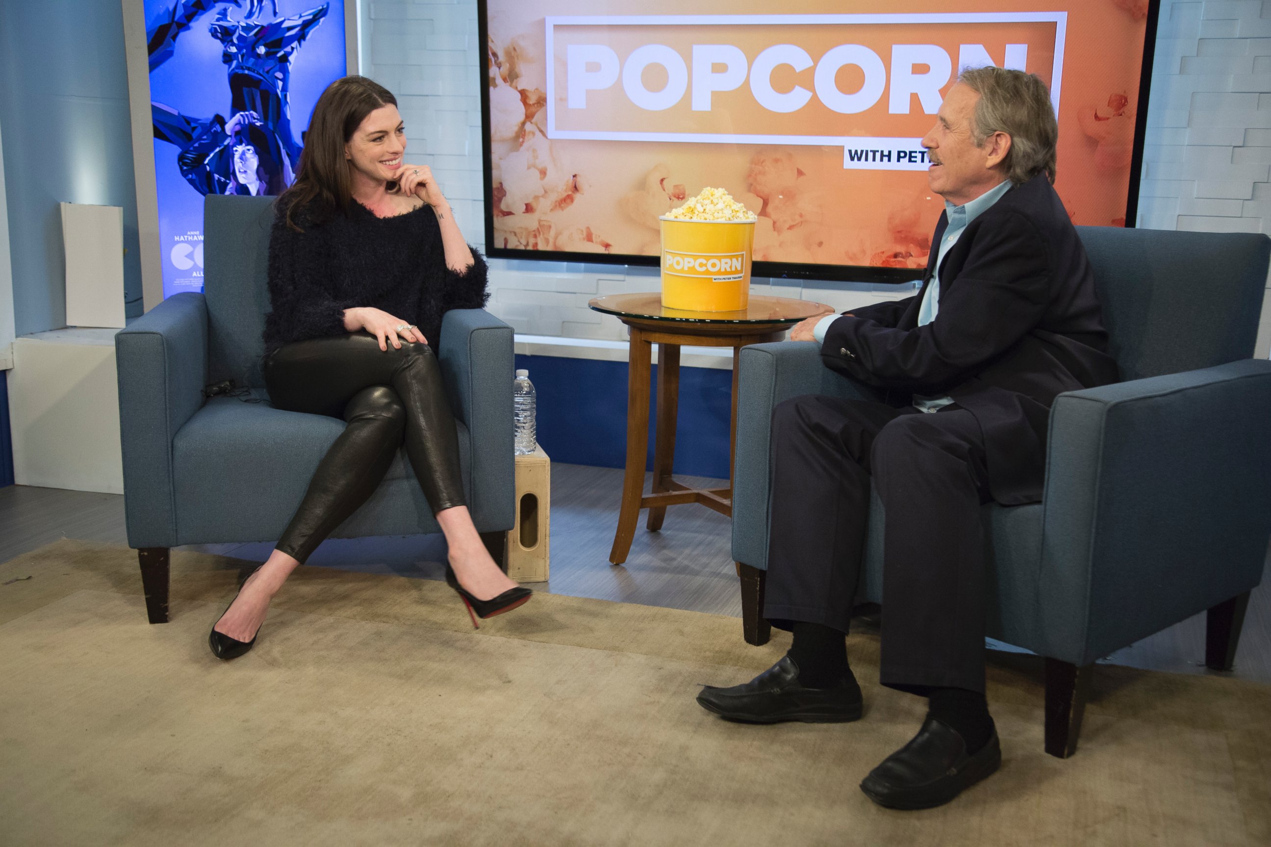 PHOTO: Anne Hathaway at ABC News studios in New York, on "Popcorn with Peter Travers," April 18, 2017.