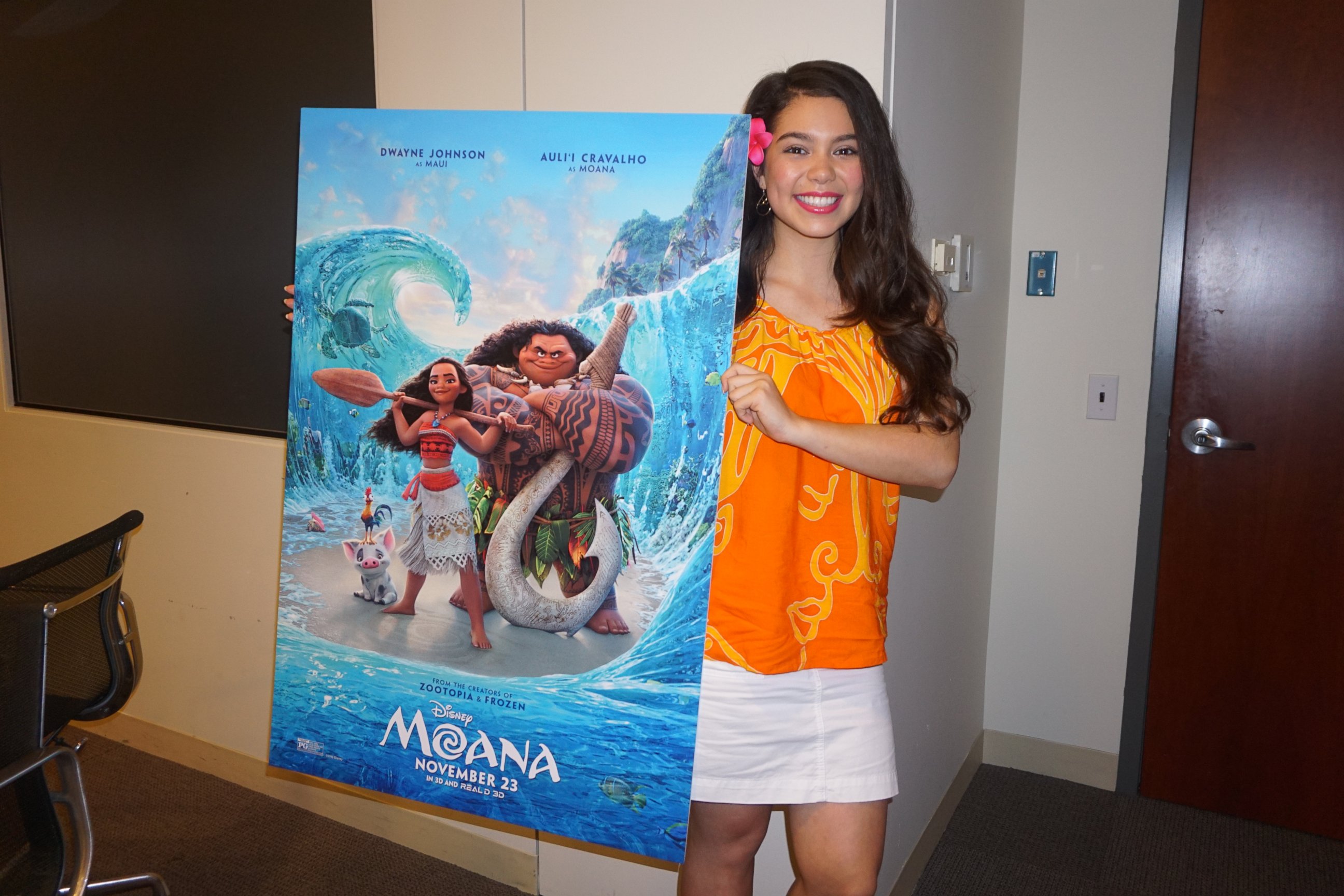 PHOTO: Auli'i Cravalho, voice of Disney's Moana in Times Square Plaza in New York, Oct. 21, 2016. 