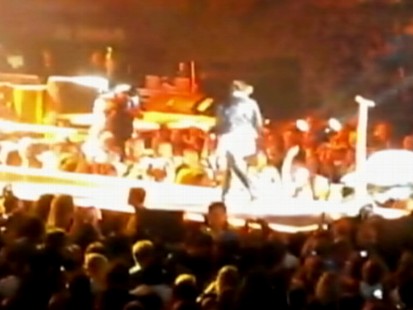 VIDEO: Joe Perry knocks Steven Tyler off the stage during a Toronto concert.