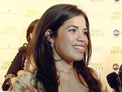 A picture of America Ferarra being interviewed on Whats the Buzz.