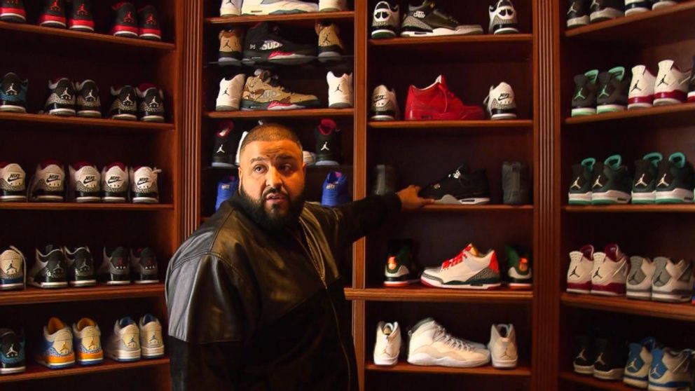 DJ Khaled is shown here in his sneaker room inside his Miami mansion during an interview with "Nightline."