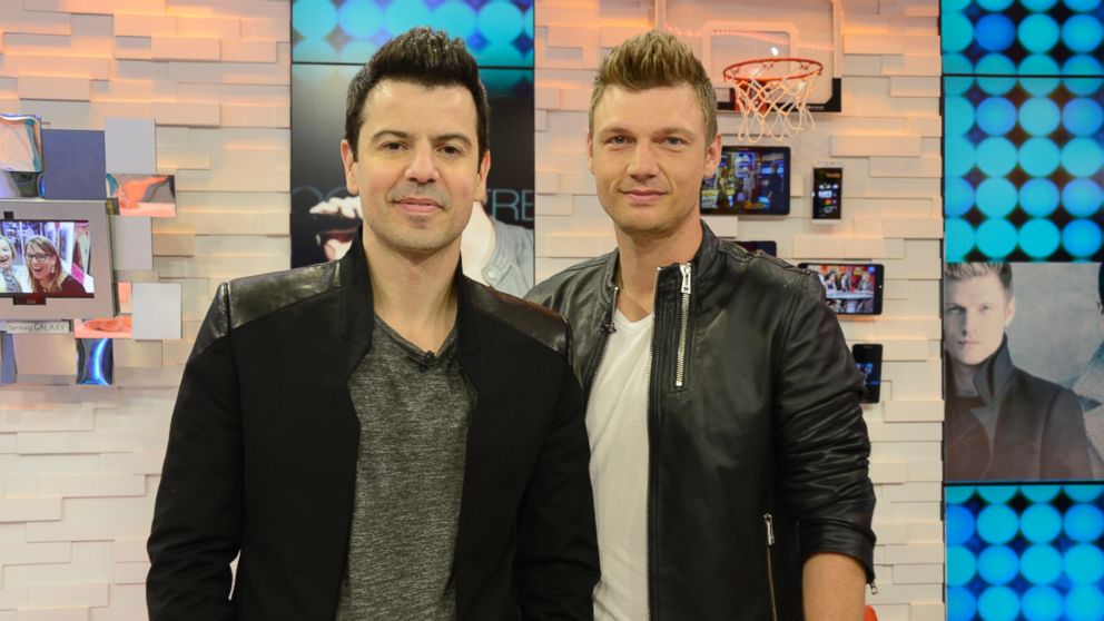 Singer-songwriters Nick Carter from Backstreet Boys and Jordan Knight from New Kids on The Block appear on Good Morning America on April 30, 2014. 