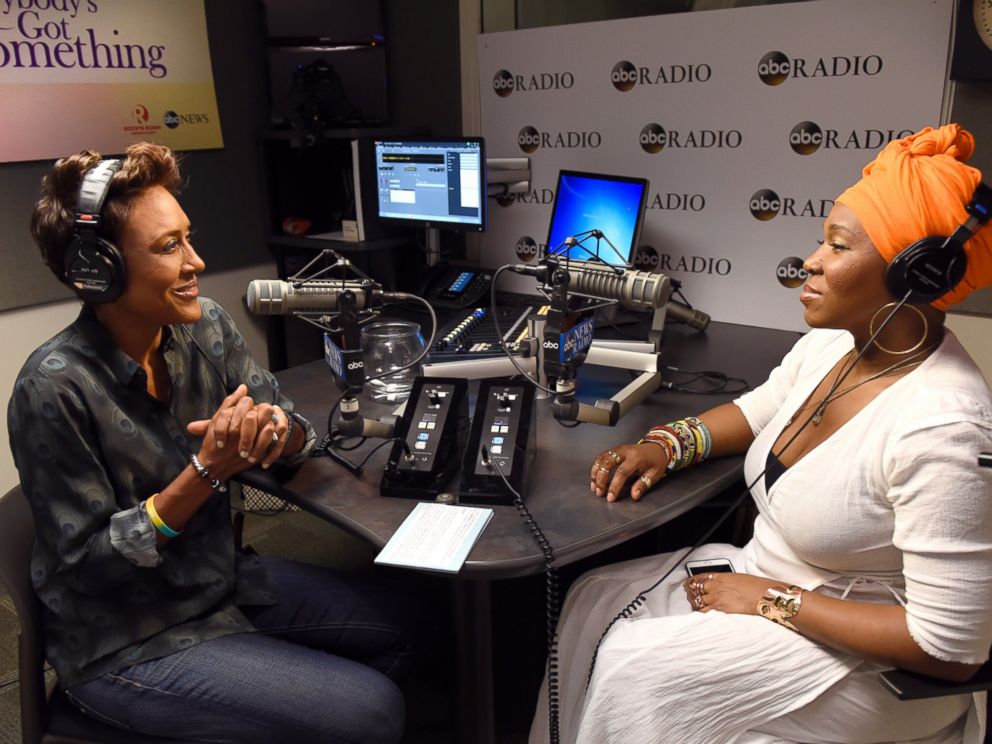 PHOTO: Robin Roberts interviews multiple Grammy Award-winner India Arie for Everybodys Got Something podcast for ABC Radio.