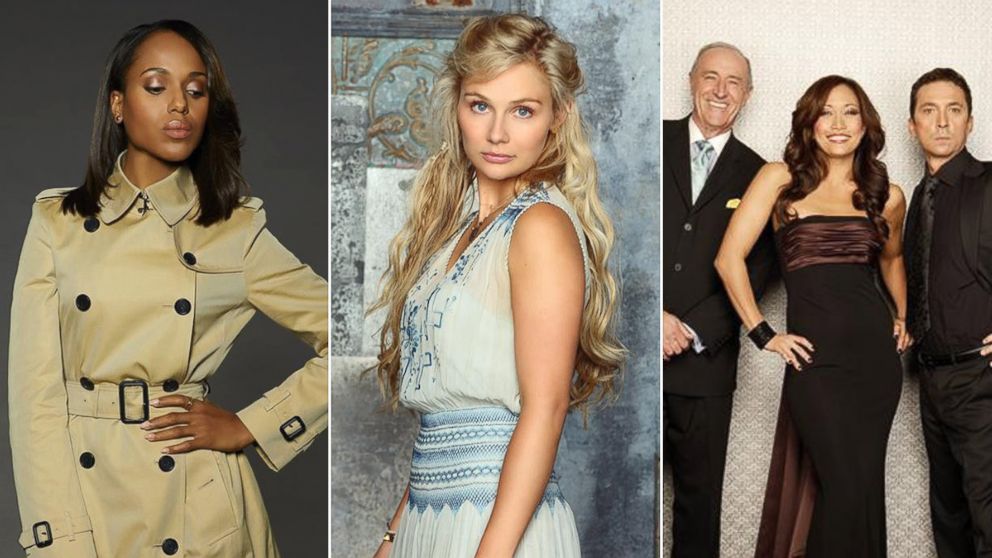 ABC's "Scandal" stars Kerry Washington as Olivia Pope, "Nashville" stars Clare Bowen as Scarlett O'Connor, and "Dancing With the Stars" features judges Len Goodman, Bruno Tonioli and Carrie Ann Inaba.