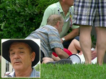 VIDEO: Bill Murray tickles a woman after hitting her with a golf ball.