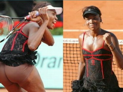 VIDEO: Venus Williams French Open clothing includes a corset and nude shorts.
