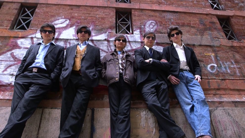 Five of the Angulo brothers, from left to right, Bhagavan, Govinda, Narayana, Makunda, and Jagadisa (now Eddie). featured in "The Wolfpack" are shown here during an interview with ABC News' "20/20."