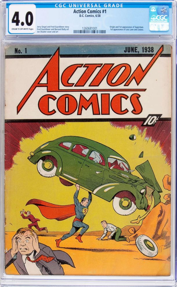 PHOTO: A copy of the first comic book to feature Superman is going up for sale, Action Comics #1, 1938.