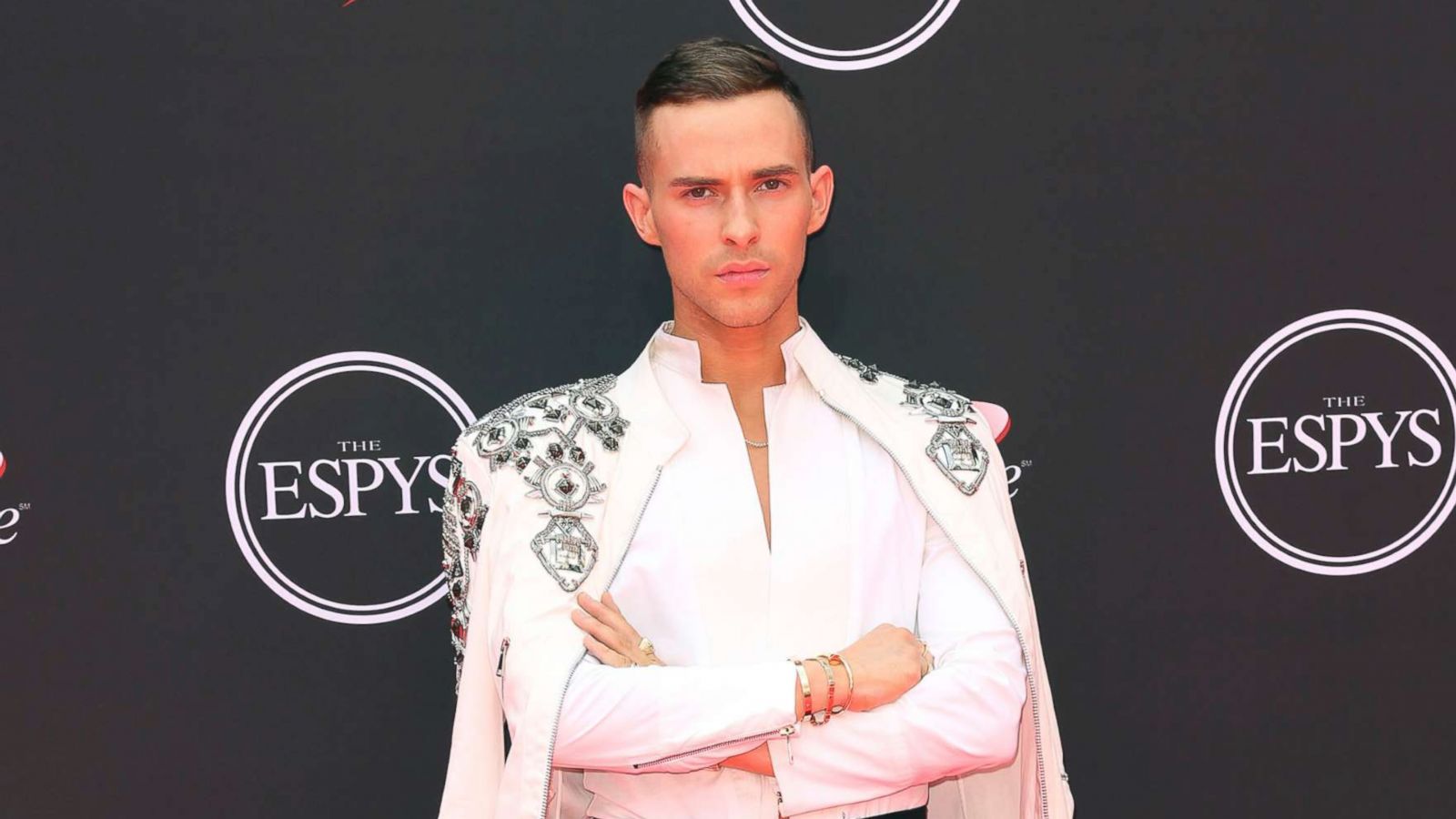 PHOTO: Adam Rippon arrives at the ESPY Awards at Microsoft Theater, July 18, 2018, in Los Angeles.