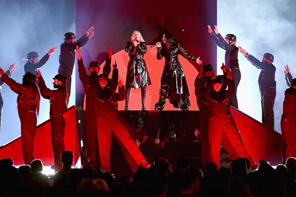 PHOTO: Christina Aguilera and Demi Lovato perform during the 2018 Billboard Music Awards on May 20, 2018, in Las Vegas.