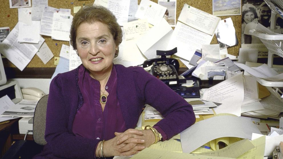 PHOTO: Georgetown Univiversity professor Madeleine Albright, foreign policy adviser to presidential candidate Michael Dukakis, in her office. 
