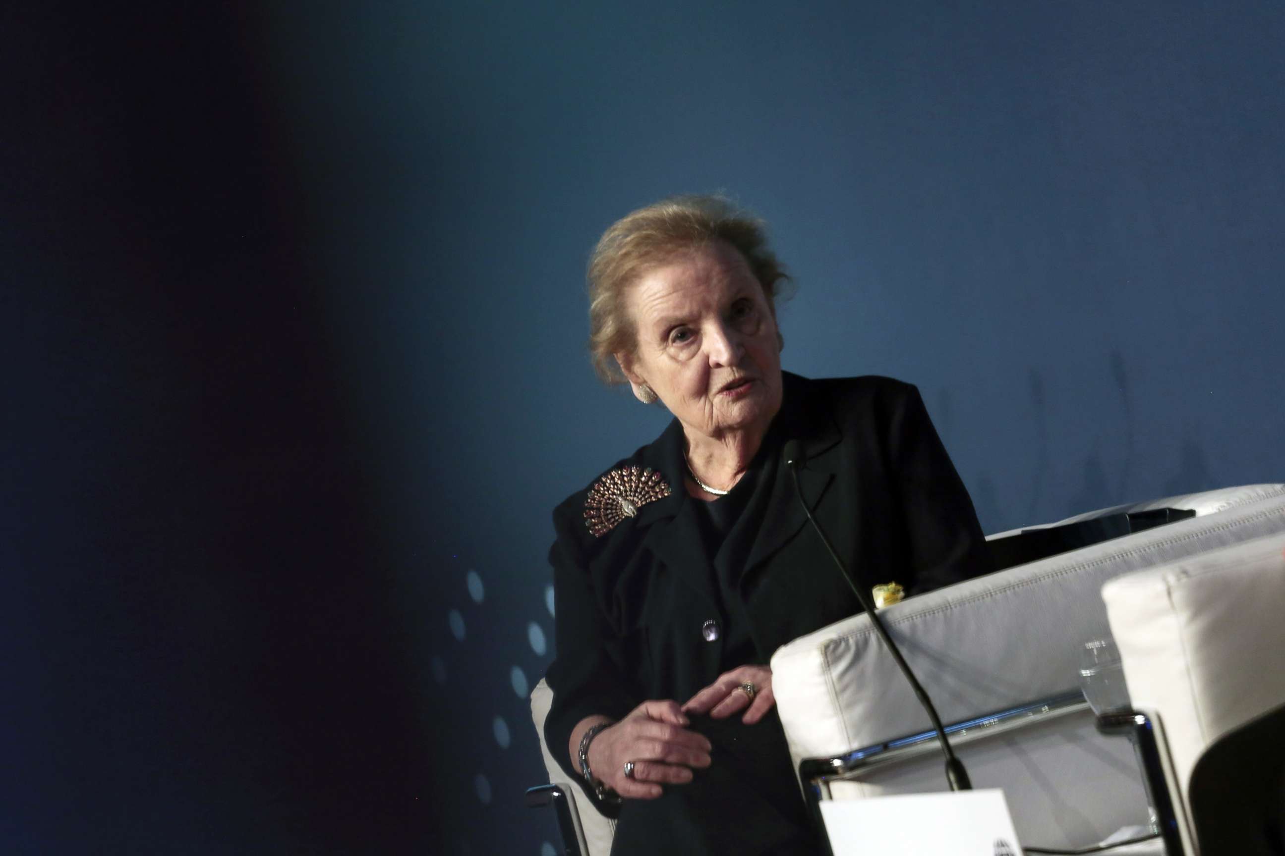 PHOTO: Madeleine Albright, former Secretary of State, speaks during an Atlantic Council event in Buenos Aires, Argentina, Dec. 7, 2017.  