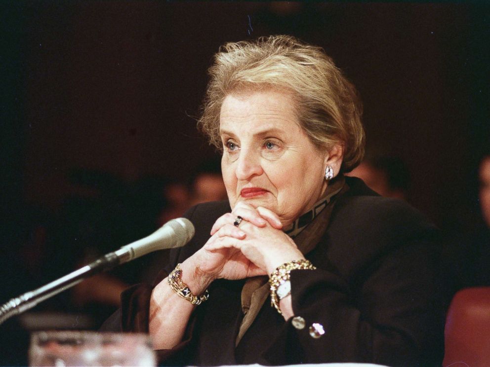 PHOTO: Secretary of State Madeleine Albright at the Senate Foreign Relations Committee hearing on the pending fiscal 2001 foreign aid budget, Feb. 08, 2000.