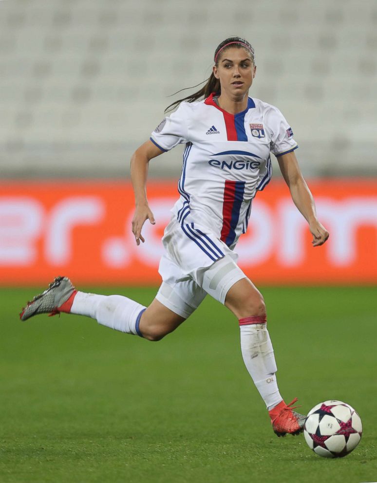PHOTO: Alex Morgan in action during the Women's Champions League match between Lyon and Wolfsburg at Stade de Lyon, March 29, 2017, in Lyon, France. 