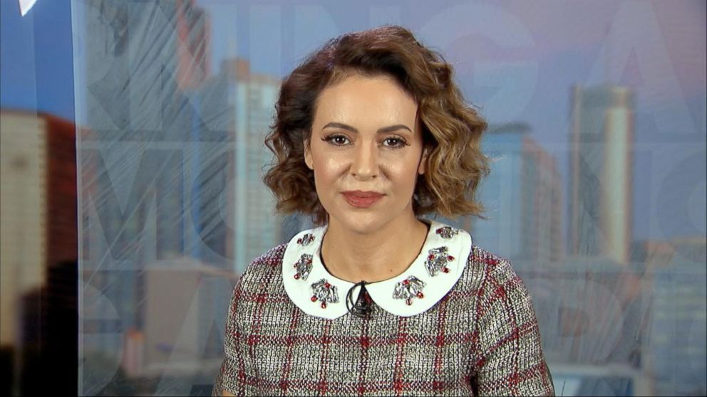 PHOTO: Actress Alyssa Milano opens up about the #MeToo campaign on "Good Morning America," Oct. 19, 2017.
