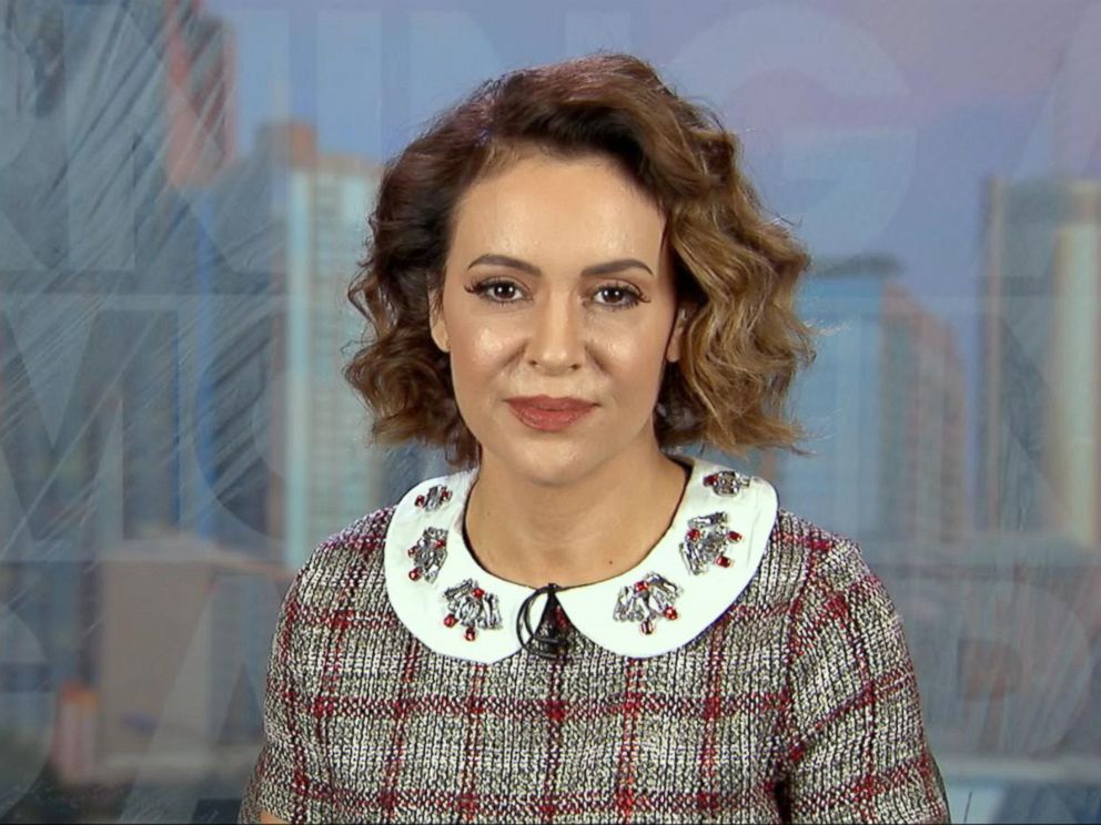 PHOTO: Actress Alyssa Milano opens up about the #MeToo campaign on Good Morning America, Oct. 19, 2017.
<p itemprop=