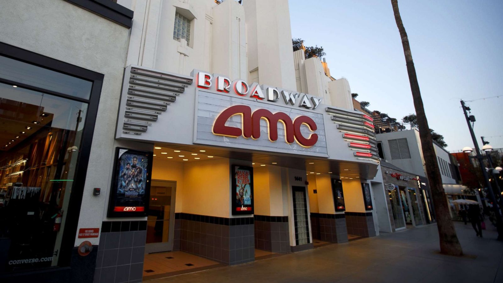 PHOTO: An AMC Entertainment Inc. movie theater stands in Santa Monica, Calif., Feb. 27, 2018.