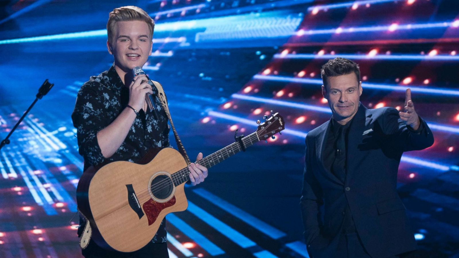 PHOTO: Caleb Lee Hutchinson and Ryan Seacrest appear on ABC's, "American Idol," May 13, 2018.