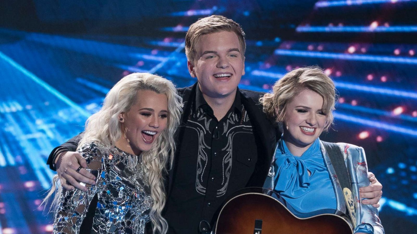 PHOTO: Finalists Gabby Barrett, Caleb Lee Hutchinson and Maddie Poppe appear on "American Idol" on ABC, May 20, 2018.