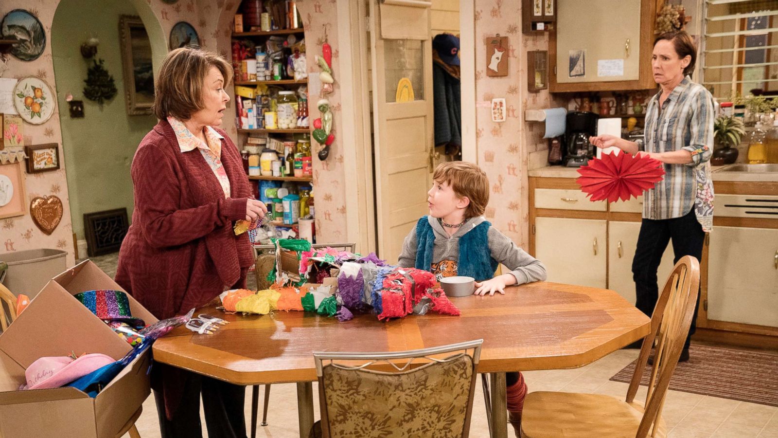 PHOTO: Roseanne Barr, Ames McNamara and Laurie Metcalf in a scene from the reboot of "Roseanne."