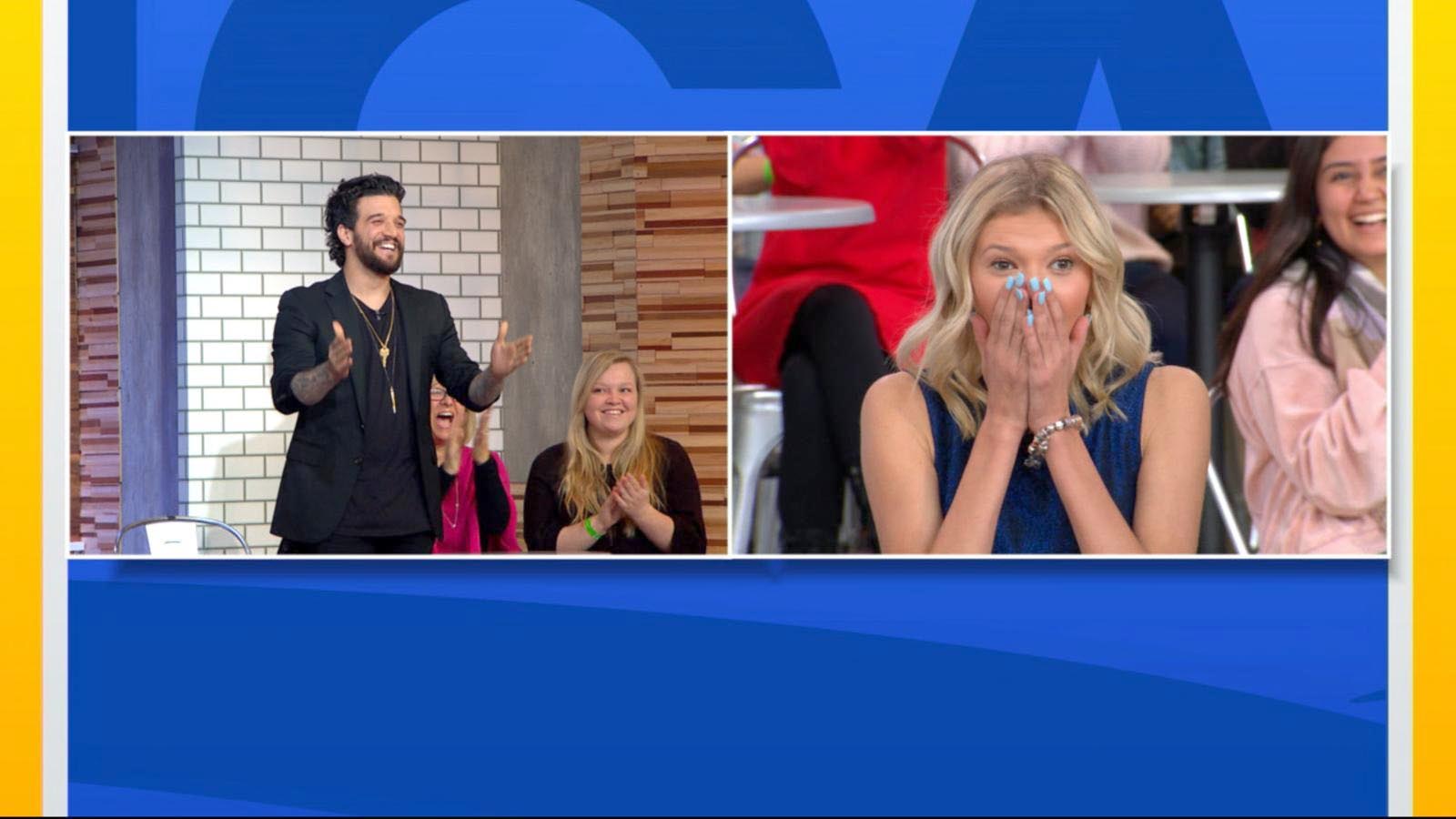 PHOTO: Anastasia Machenko, 17, is surprised by "Dancing With the Stars" pro Mark Ballas on "Good Morning America."