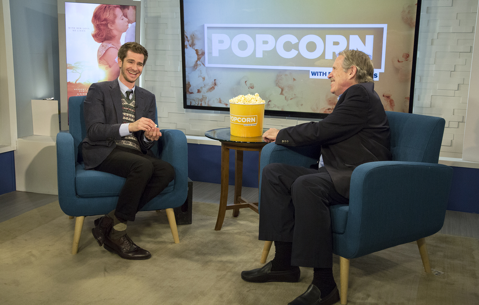 PHOTO: Andrew Garfield appears on "Popcorn with Peter Travers" at ABC News studios, Oct. 11, 2017, in New York City.