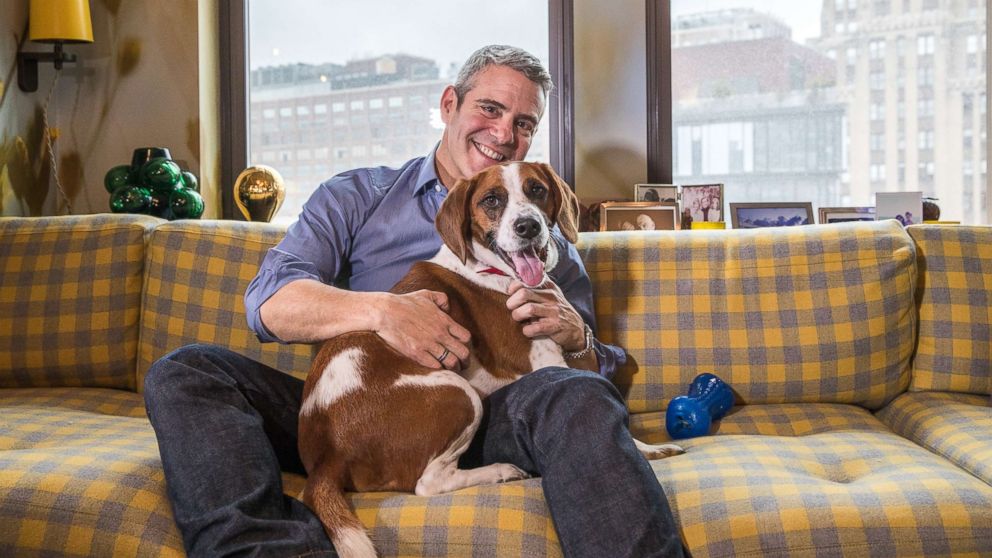PHOTO: Andy Cohen poses with his rescue dog, Wacha, in an undated handout photo.